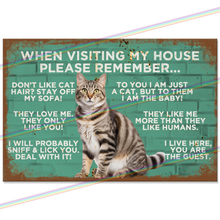 Load image into Gallery viewer, WHEN VISITING MY HOUSE (CAT) 30cm x 20cm METAL SIGNS
