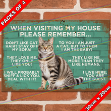 Load image into Gallery viewer, WHEN VISITING MY HOUSE (CAT) 30cm x 20cm METAL SIGNS
