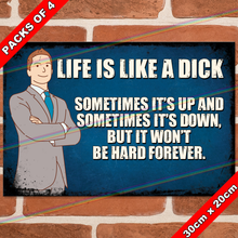 Load image into Gallery viewer, LIFE IS LIKE A DICK 30cm x 20cm METAL SIGNS
